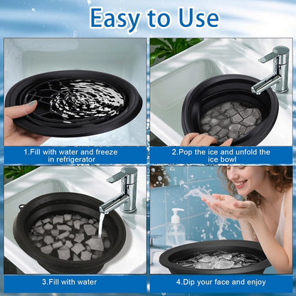 Silicone Face Bowl for Ice with Built-In Ice Tray | Collapsible Face Tub for Ice Bath, Skincare & Beauty